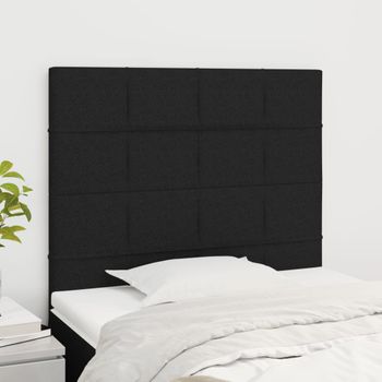 Pack 2 Uds Cabeceros Cama | Panel De Cabeceras De Tela Negro 90x5x78/88 Cm Cfw192833