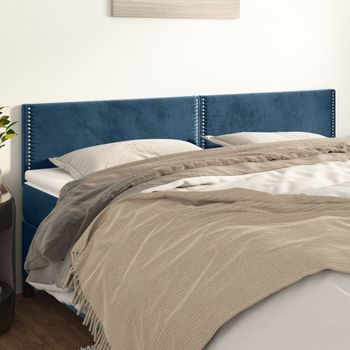 Pack 2 Uds Cabeceros Cama | Panel De Cabeceras De Terciopelo Azul Oscuro 100x5x78/88 Cm Cfw908639