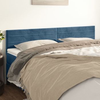 Pack 2 Uds Cabeceros Cama | Panel De Cabeceras De Terciopelo Azul Oscuro 100x5x78/88 Cm Cfw119062