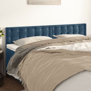 Pack 2 Uds Cabeceros Cama | Panel De Cabeceras De Terciopelo Azul Oscuro 80x5x78/88 Cm Cfw720111