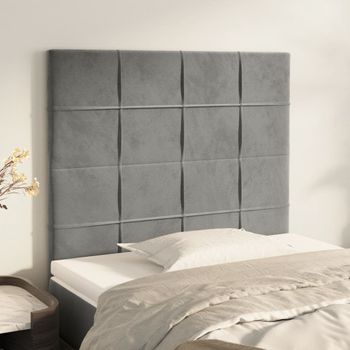 Pack 2 Uds Cabeceros Cama | Panel De Cabeceras De Terciopelo Gris Claro 100x5x78/88 Cm Cfw919758