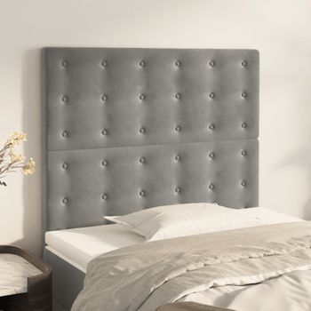 Pack 2 Uds Cabeceros Cama | Panel De Cabeceras De Terciopelo Gris Claro 100x5x78/88 Cm Cfw637474