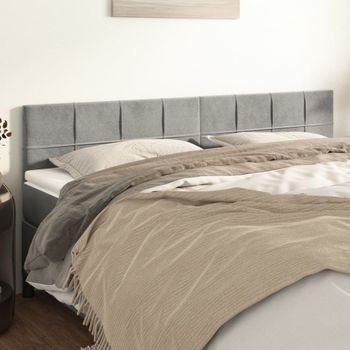 Pack 2 Uds Cabeceros Cama | Panel De Cabeceras De Terciopelo Gris Claro 90x5x78/88 Cm Cfw698996