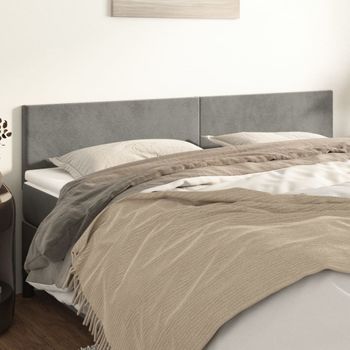 Pack 2 Uds Cabeceros Cama | Panel De Cabeceras De Terciopelo Gris Claro 90x5x78/88 Cm Cfw722767