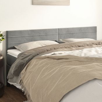 Pack 2 Uds Cabeceros Cama | Panel De Cabeceras De Terciopelo Gris Claro 90x5x78/88 Cm Cfw132124