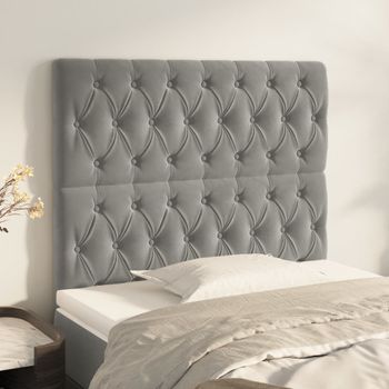 Pack 2 Uds Cabeceros Cama | Panel De Cabeceras De Terciopelo Gris Claro 90x7x78/88 Cm Cfw996138