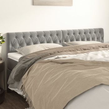 Pack 2 Uds Cabeceros Cama | Panel De Cabeceras De Terciopelo Gris Claro 90x7x78/88 Cm Cfw611270