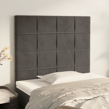 Pack 2 Uds Cabeceros Cama | Panel De Cabeceras De Terciopelo Gris Oscuro 100x5x78/88 Cm Cfw868230