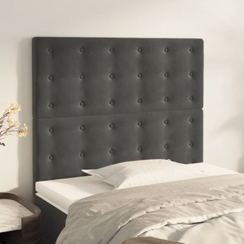 Pack 2 Uds Cabeceros Cama | Panel De Cabeceras De Terciopelo Gris Oscuro 100x5x78/88 Cm Cfw874238