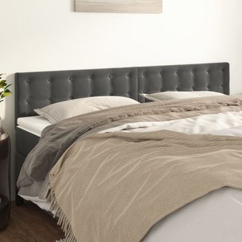 Pack 2 Uds Cabeceros Cama | Panel De Cabeceras De Terciopelo Gris Oscuro 90x5x78/88 Cm Cfw997549