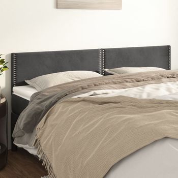 Pack 2 Uds Cabeceros Cama | Panel De Cabeceras De Terciopelo Gris Oscuro 90x5x78/88 Cm Cfw405593