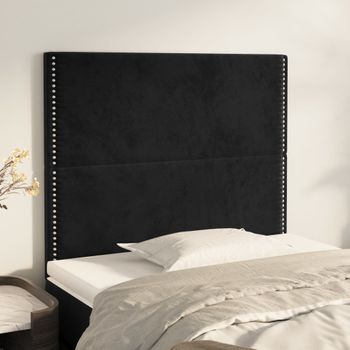 Pack 2 Uds Cabeceros Cama | Panel De Cabeceras De Terciopelo Negro 100x5x78/88 Cm Cfw782060