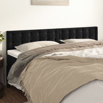 Pack 2 Uds Cabeceros Cama | Panel De Cabeceras De Terciopelo Negro 90x5x78/88 Cm Cfw985301