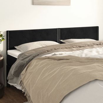 Pack 2 Uds Cabeceros Cama | Panel De Cabeceras De Terciopelo Negro 90x5x78/88 Cm Cfw180955