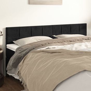 Pack 2 Uds Cabeceros Cama | Panel De Cabeceras De Terciopelo Negro 90x5x78/88 Cm Cfw811010