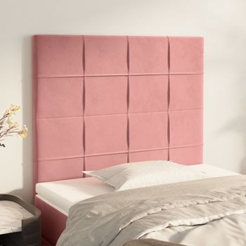 Pack 2 Uds Cabeceros Cama | Panel De Cabeceras De Terciopelo Rosa 100x5x78/88 Cm Cfw583423