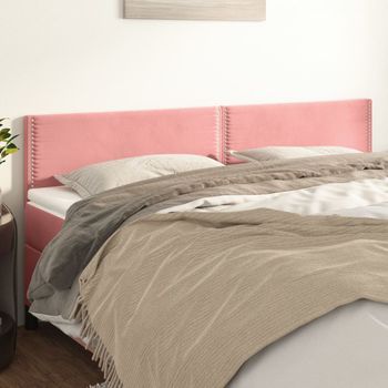 Pack 2 Uds Cabeceros Cama | Panel De Cabeceras De Terciopelo Rosa 80x5x78/88 Cm Cfw626156