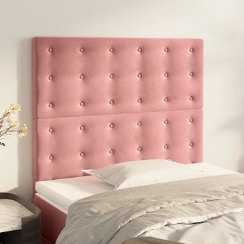 Pack 2 Uds Cabeceros Cama | Panel De Cabeceras De Terciopelo Rosa 80x5x78/88 Cm Cfw547858