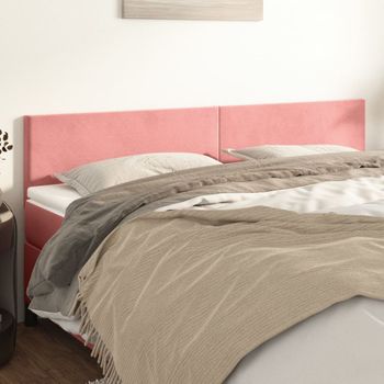 Pack 2 Uds Cabeceros Cama | Panel De Cabeceras De Terciopelo Rosa 90x5x78/88 Cm Cfw275595