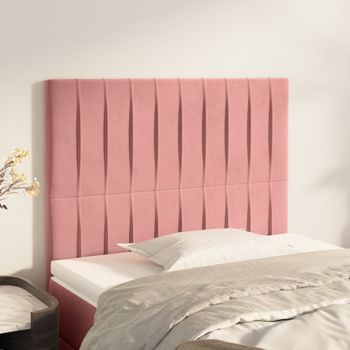 Pack 2 Uds Cabeceros Cama | Panel De Cabeceras De Terciopelo Rosa 90x5x78/88 Cm Cfw208853