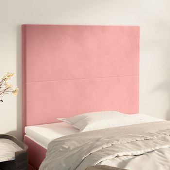 Pack 2 Uds Cabeceros Cama | Panel De Cabeceras De Terciopelo Rosa 90x5x78/88 Cm Cfw574074