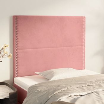 Pack 2 Uds Cabeceros Cama | Panel De Cabeceras De Terciopelo Rosa 90x5x78/88 Cm Cfw655007