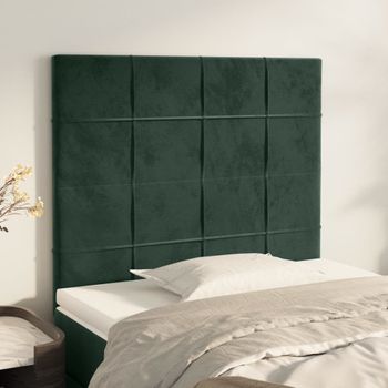 Pack 2 Uds Cabeceros Cama | Panel De Cabeceras De Terciopelo Verde Oscuro 100x5x78/88 Cm Cfw358927