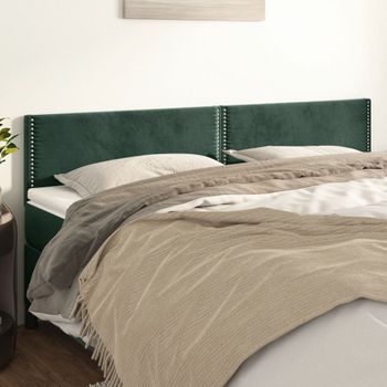 Pack 2 Uds Cabeceros Cama | Panel De Cabeceras De Terciopelo Verde Oscuro 100x5x78/88 Cm Cfw387652