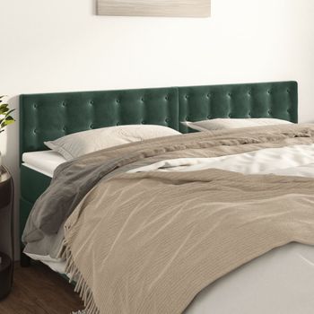 Pack 2 Uds Cabeceros Cama | Panel De Cabeceras De Terciopelo Verde Oscuro 100x5x78/88 Cm Cfw578944