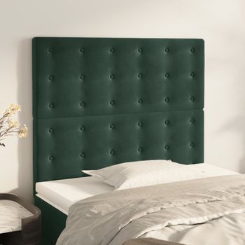 Pack 2 Uds Cabeceros Cama | Panel De Cabeceras De Terciopelo Verde Oscuro 100x5x78/88 Cm Cfw698126