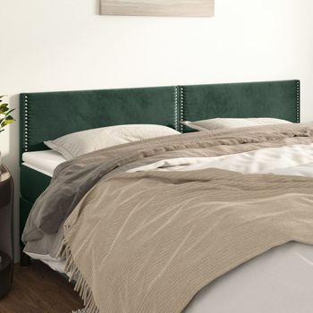 Pack 2 Uds Cabeceros Cama | Panel De Cabeceras De Terciopelo Verde Oscuro 80x5x78/88 Cm Cfw738629