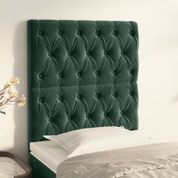 Pack 2 Uds Cabeceros Cama | Panel De Cabeceras De Terciopelo Verde Oscuro 80x7x78/88 Cm Cfw587507