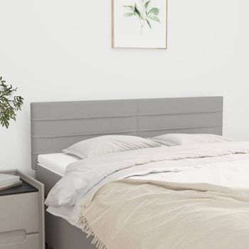 Pack 2 Uds Cabeceros Cama | Panel De Cabeceras Tela Gris Claro 72x5x78/88 Cm Cfw128226