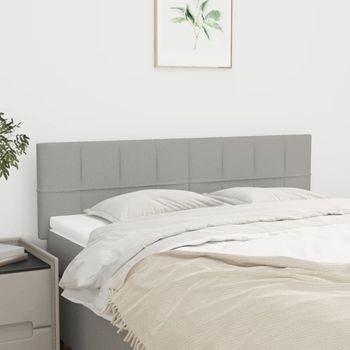 Pack 2 Uds Cabeceros Cama | Panel De Cabeceras Tela Gris Claro 72x5x78/88 Cm Cfw215285