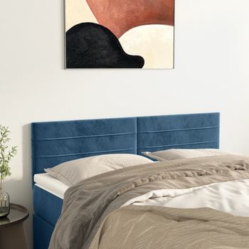 Pack 2 Uds Cabeceros Cama | Panel De Cabeceras Terciopelo Azul Oscuro 72x5x78/88 Cm Cfw559907