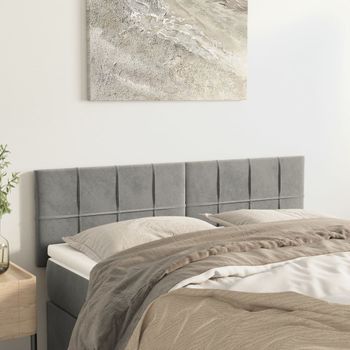 Pack 2 Uds Cabeceros Cama | Panel De Cabeceras Terciopelo Gris Claro 72x5x78/88 Cm Cfw540545