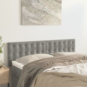 Pack 2 Uds Cabeceros Cama | Panel De Cabeceras Terciopelo Gris Claro 72x5x78/88 Cm Cfw391486