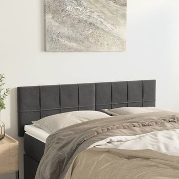 Pack 2 Uds Cabeceros Cama | Panel De Cabeceras Terciopelo Gris Oscuro 72x5x78/88 Cm Cfw910995