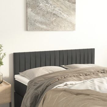 Pack 2 Uds Cabeceros Cama | Panel De Cabeceras Terciopelo Gris Oscuro 72x5x78/88 Cm Cfw718378