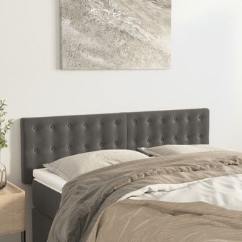 Pack 2 Uds Cabeceros Cama | Panel De Cabeceras Terciopelo Gris Oscuro 72x5x78/88 Cm Cfw829159