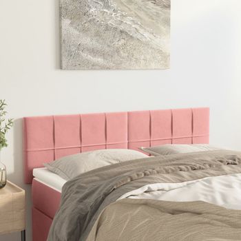 Pack 2 Uds Cabeceros Cama | Panel De Cabeceras Terciopelo Rosa 72x5x78/88 Cm Cfw667015