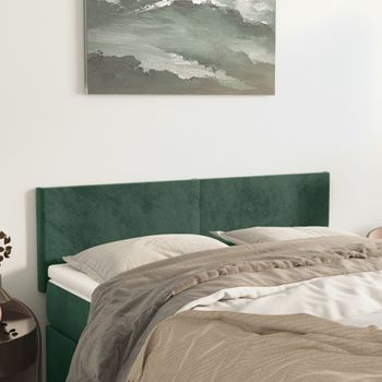 Pack 2 Uds Cabeceros Cama | Panel De Cabeceras Terciopelo Verde Oscuro 72x5x78/88 Cm Cfw563658