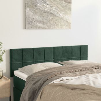 Pack 2 Uds Cabeceros Cama | Panel De Cabeceras Terciopelo Verde Oscuro 72x5x78/88 Cm Cfw182993