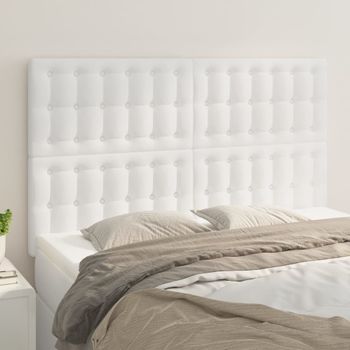 Pack 4 Uds Cabeceros Cama | Panel De Cabeceras Cuero Sintético Blanco 72x5x78/88 Cm Cfw771520