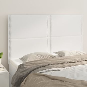 Pack 4 Uds Cabeceros Cama | Panel De Cabeceras Cuero Sintético Blanco 72x5x78/88 Cm Cfw523869