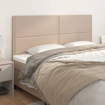 Pack 4 Uds Cabeceros Cama | Panel De Cabeceras Cuero Sintético Capuchino 100x5x78/88 Cm Cfw161366