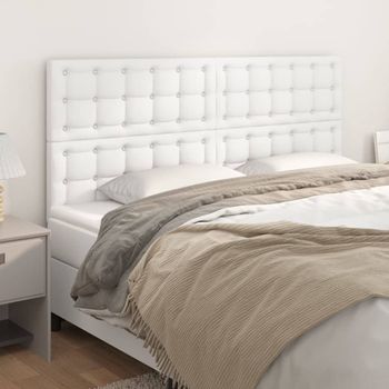 Pack 4 Uds Cabeceros Cama | Panel De Cabeceras De Cuero Sintético Blanco 100x5x78/88 Cm Cfw930329