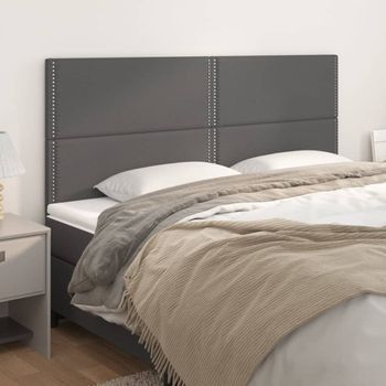 Pack 4 Uds Cabeceros Cama | Panel De Cabeceras De Cuero Sintético Gris 100x5x78/88 Cm Cfw719520