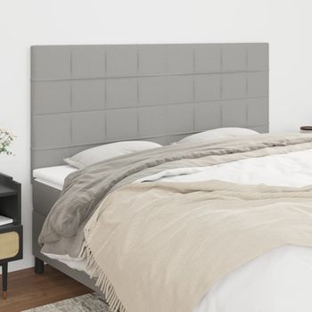 Pack 4 Uds Cabeceros Cama | Panel De Cabeceras De Tela Gris Claro 90x5x78/88 Cm Cfw793002