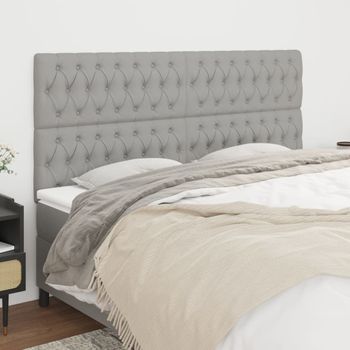 Pack 4 Uds Cabeceros Cama | Panel De Cabeceras De Tela Gris Claro 90x7x78/88 Cm Cfw300267